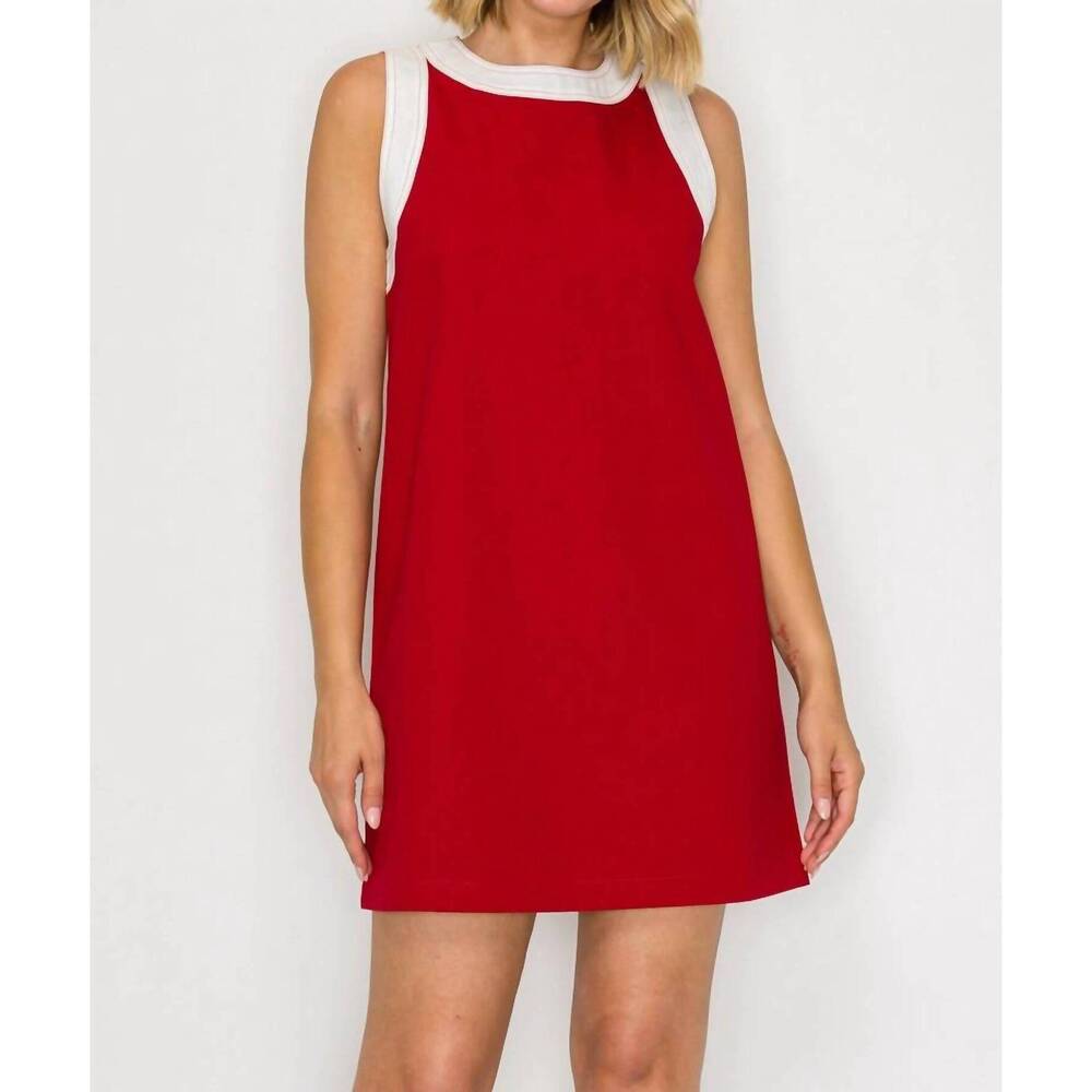 NEW LOVE WEDNESDAY mod mini dress in crimson